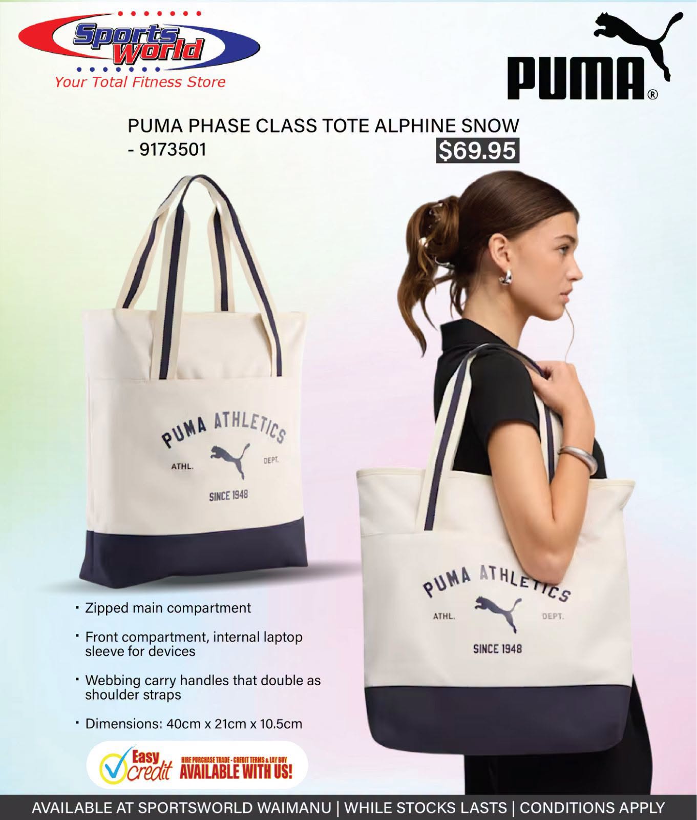 PUMA Phase Class Tote Alpine Snow