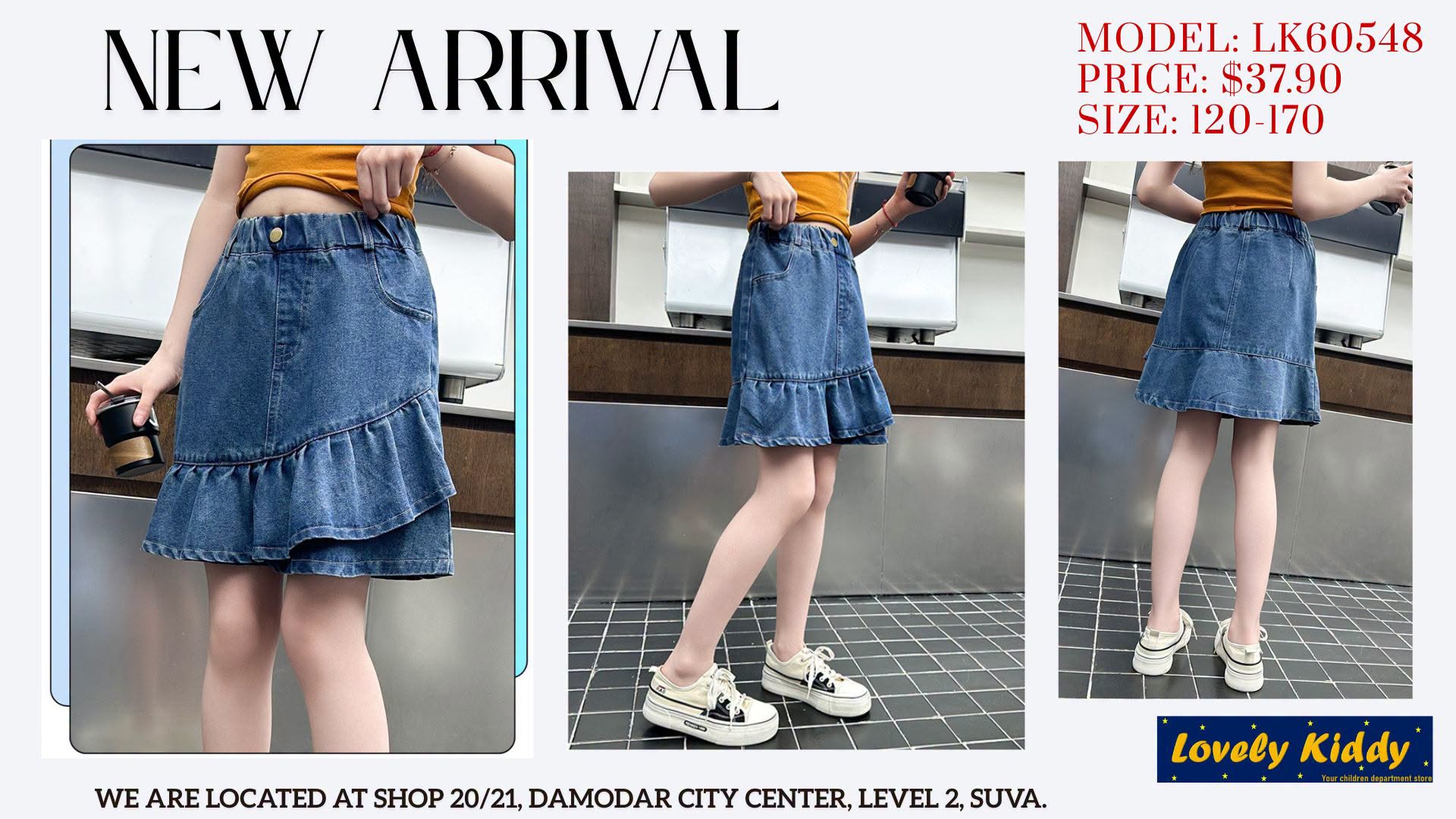 kid's denim shorts, skirts and jeans