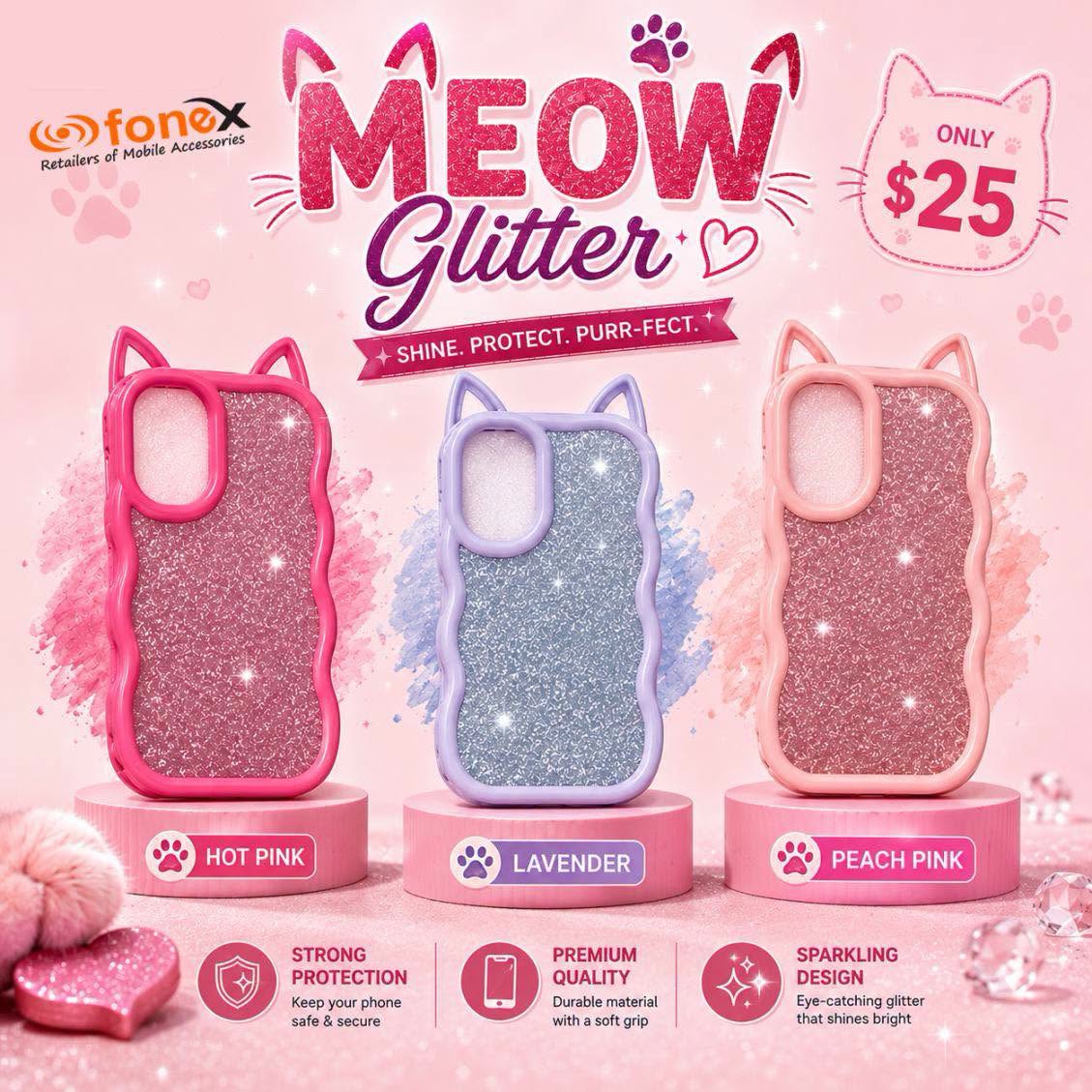 Meow Glitter Phone Cases